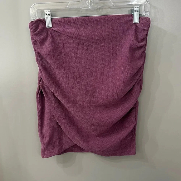 NWOT Free People Angie Wrap Skirt Ruched Textured High Waist Purple Size XS - Picture 2 of 6